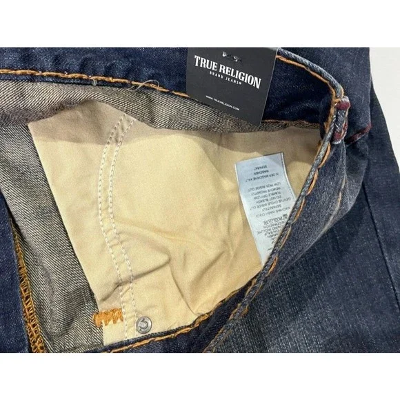 True Religion Bobby Relaxed Baggy Thick Stitch Dark Wash Jeans 40" x 32"